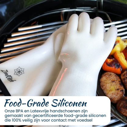 ZenKitch Siliconen BBQ Handschoenen Wit