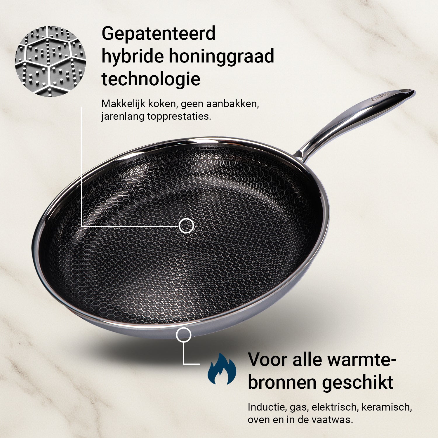 ZenKitch Honingraat Koekenpan Ø 28 cm met Deksel