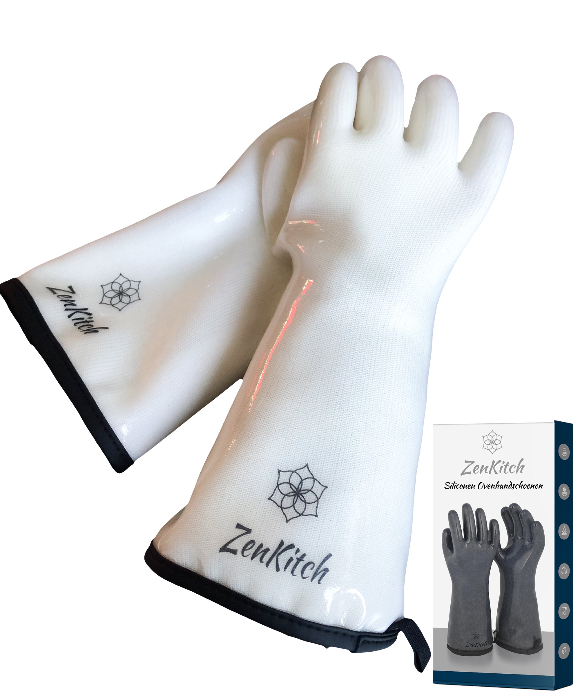 ZenKitch Siliconen BBQ Handschoenen Wit